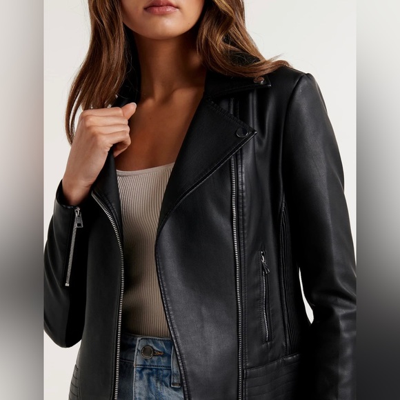 Vegan Leather Jacket Biker Jacket size 4 - Picture 5 of 8